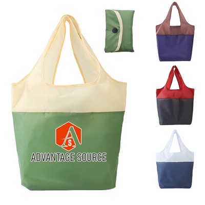 Two-Tone Foldable Shopping Tote Bag