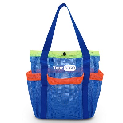 Mesh Tote Bag with Multi-Pockets