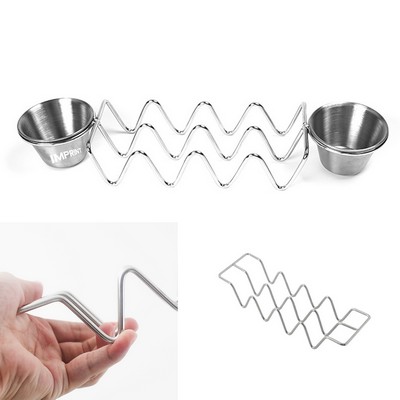 Taco Holder With Two Sauce Cups