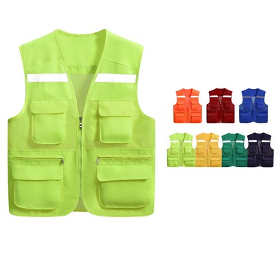 Custom Breathable Workwear Vest – Multi-Pocket, Unisex, Wrinkle-Free