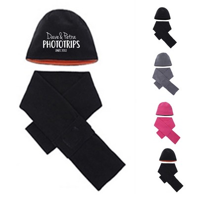 Polar Fleece Beanie with Scarf