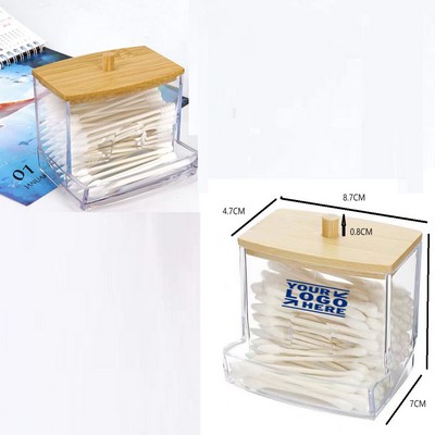 Cotton Swab Holder with Bamboo Cover