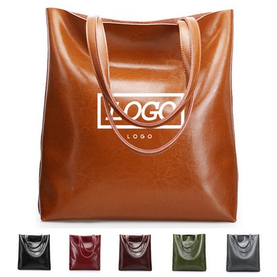 Cowhide Shoulder Large Capacity Tote Bag