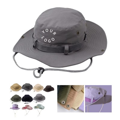 Polyester Wide Brim Fisherman Hat With Ventilation Eyelets