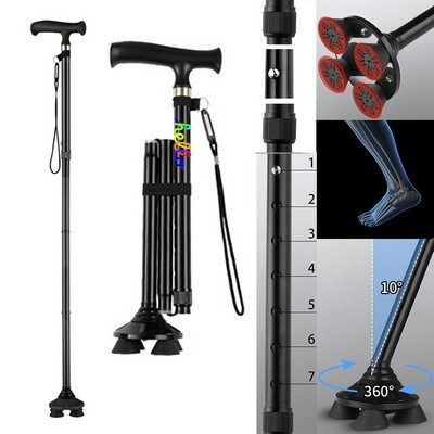 7-Level Adjustable Height Folding Anti-Slip Cane