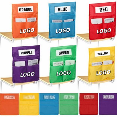 Classroom Chair Back Storage Bag Strap W/Name Tag