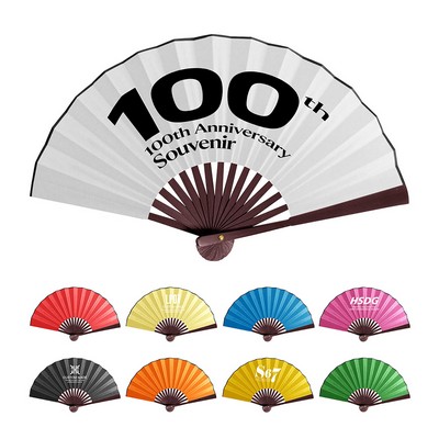 13" Bamboo Silk Folding Fan Elegant Handheld Advertising Fan