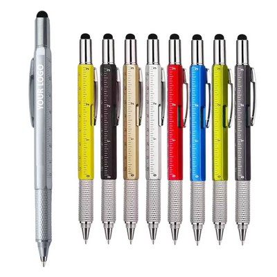 6-in-1 Multifunction Tool Pen with Stylus, Ruler, Level & Screwdrivers