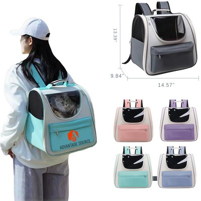 Breathable Oxford PVC Pet Carrier Backpack W/ Ventilation Window