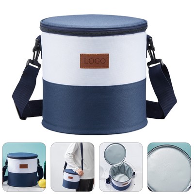 Round Insulated Cooler Bag W/ Shoulder Strap