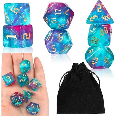 10-Pcs Set D20 Starry Sky Dice Games W/ Pocket