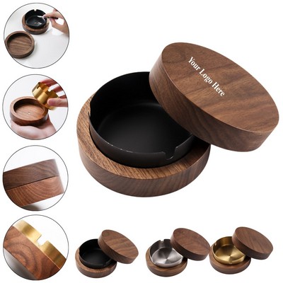 Wooden Ashtray with Lid