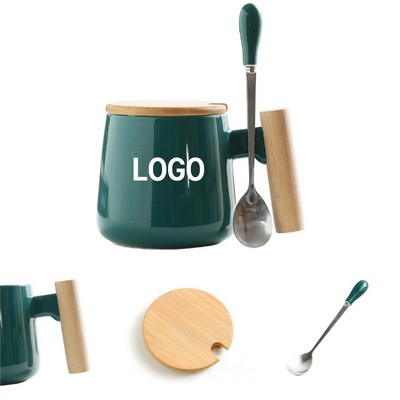 12 Oz Ceramic Mug With Lid