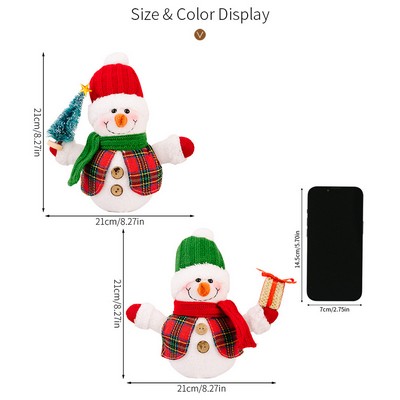 Christmas Glowing Snowman Plush Figurine LED Snowman Ornament Desktop Decor