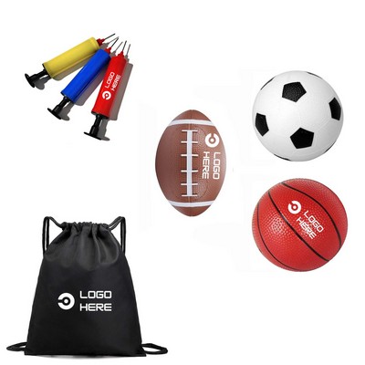 PVC Sports Toy Set With Pump Basketball Soccer Football