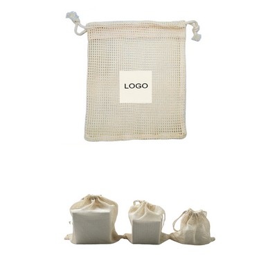Reusable Cotton Mesh Bag 9.8" L x 11.8" W