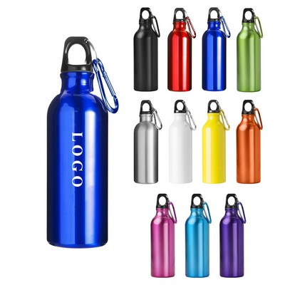 17oz Aluminum Sports Water Bottle w/ Carabiner for Bike Camping Gym