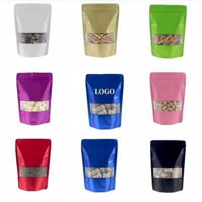 6.3" W x 9.4" H Colorful Zipper Bag Aluminum Foil Stand Up Pouch with Window