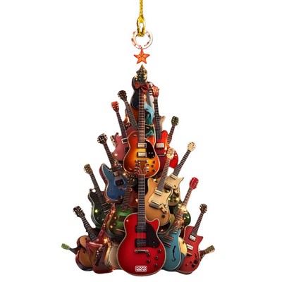 Acrylic Christmas Tree Electric Bass Guitar Pendant