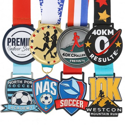 Gold Zinc Alloy Medals with Ribbon