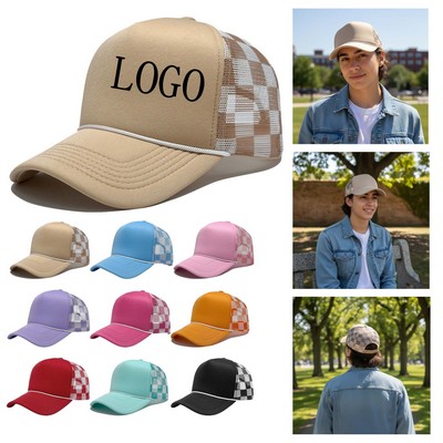 Plaid Mesh Fashion Baseball Cap