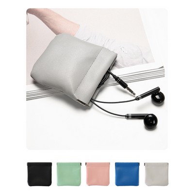 PU Leather Squeeze Coin Purse Pouch