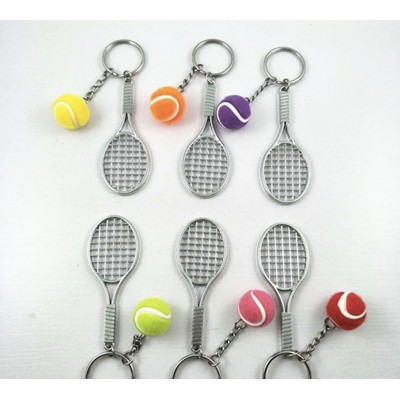 Mini Tennis Racket Keychain Simulation Racket Pendant Sports Bag Charm