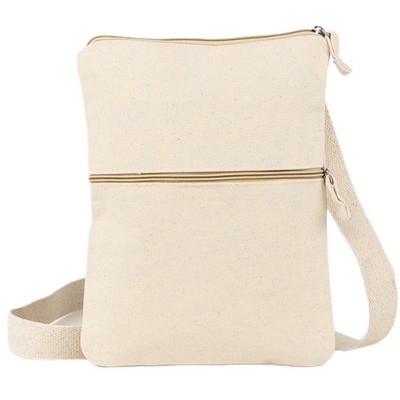 Blank Crossbody Essential 11 oz Canvas Pouch Bag | Daily Travel Commute Natural (8x10)