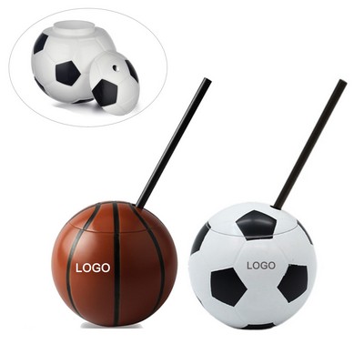 15oz Basketball Soccer Ball Straw Cups w/ Lid