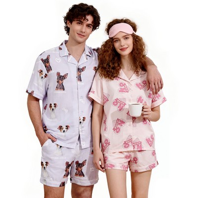 100% Cotton Unisex Short Sleeve Pajamas Set