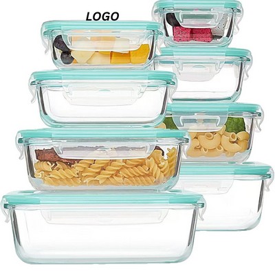 8-Pack Airtight Borosilicate Glass Food Storage Containers