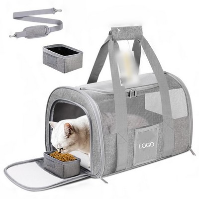 Large Soft-Sided Cat & Dog Carrier Foldable Pet Travel Bag Portable Breathable