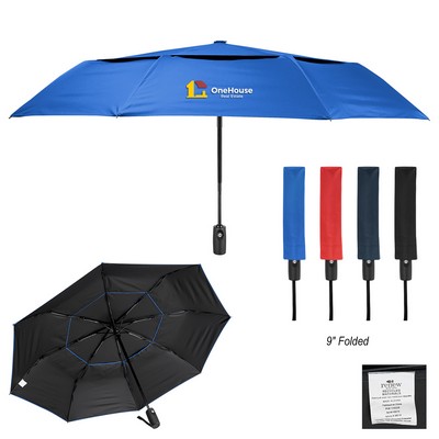 42" Telescopic Folding Umbrella With 100% Rpet Canopy