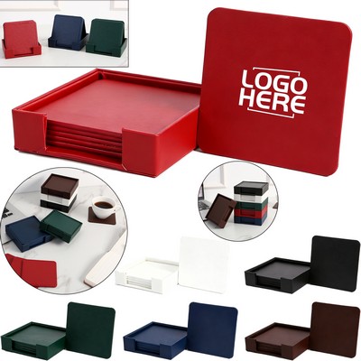 Nordic Leather Square Coaster Set