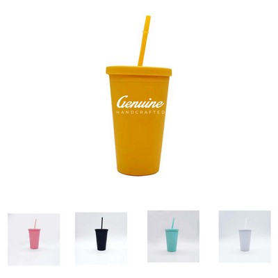 16oz Eco-friendly Double-walled Tumbler with Straw