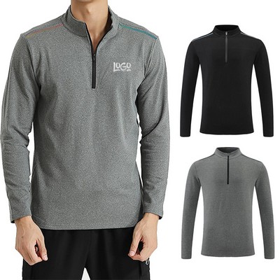 Half-Zip Fitness Stand Collar Long Sleeve T-Shirt