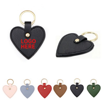 Heart-Shaped LED Light Keychain in PU Leather