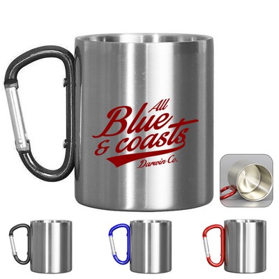 10oz Stainless Steel Mug with Carabiner