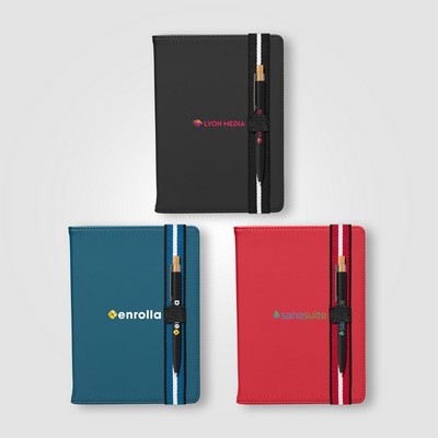 Newport Recycled Chevron Refillable Journal Pen Set - A5 - Full-Color Inkjet