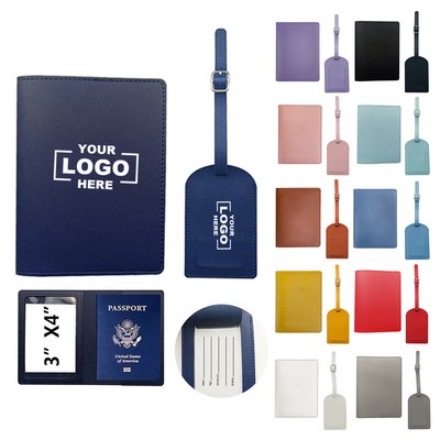 PU Leather Passport Covers And Luggage Tag Set