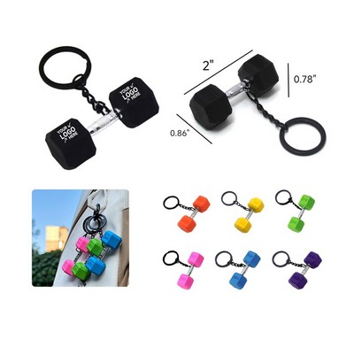 Mini Dumbbell Barbell Keychain
