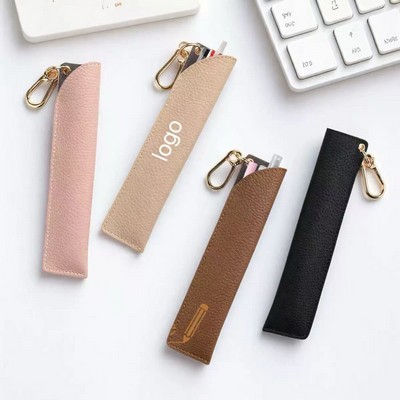 Leather Pen Case with Carabiner