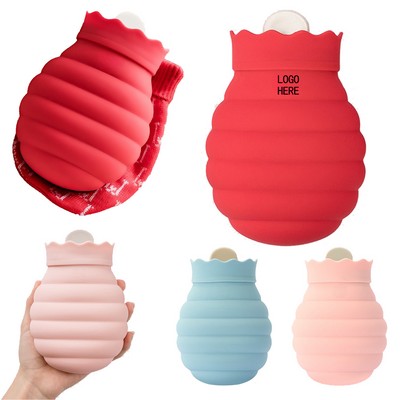 Microwave-Safe Silicone Hot Water Bottle With Anti-Burst Design & Knitted Sleeve