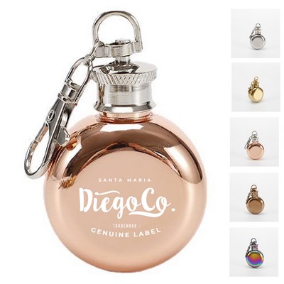 1oz Round Flask Keychain