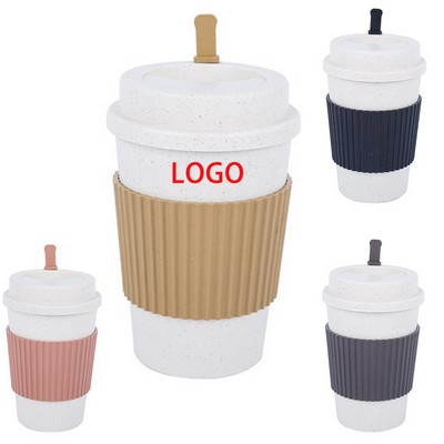 16Oz Wheat Straw Coffee Cup W/ Sleeve