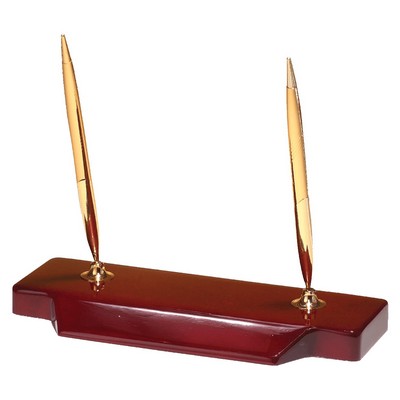 Double Tone Pen Set on Rosewood Piano Finish Base - PEN22