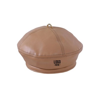 PU Leather Beret Hat