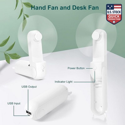 Handheld Foldable Pocket Fan & 1500mAh Power Bank
