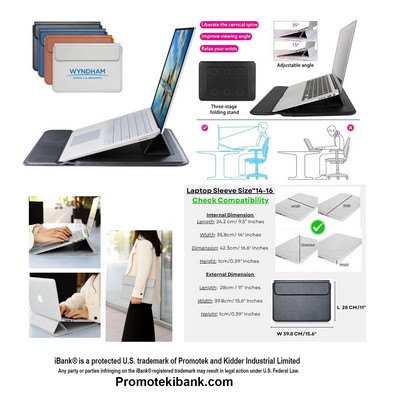 iBank ® 16.6" Laptop Sleeve with Magnetic Closure Adjustable Stand
