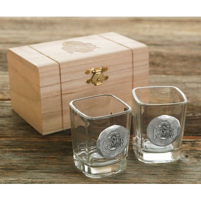 Staten 2-Piece Shot Glass Set in Pine Box